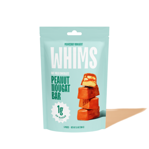 Whims oat milk choc peanut nougat bar
